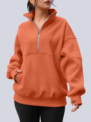 Image of AUTOMET Women's Quarter Zip Oversized Sweatshirt Fleece Mock Neck Pullover