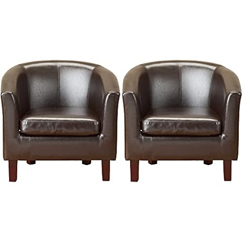1home Faux Leather Tub Chair Set of 2 Cover