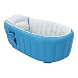 Aufblasbare Badewanne Baby, Faltbare Kinderwanne mit Luftpumpe, Mini Luft Planschbecken, Blau