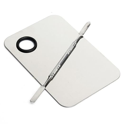 2 in 1 Makeup Cosmetic Mixing Palette, Stainless Steel Foundation Palette with Spatula for Mixing Foundation, Eye Shadow, Eyelash, Lipstick, Nail Art, Silver (Square Silver)-image-48