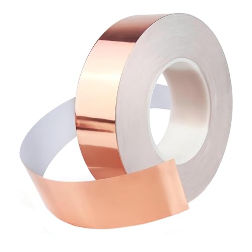 Qrity 1 Piezas Cinta de Cobre Autoadhesiva, 5mm x 20m Cinta de Lámina de Cobre Conductora, para Blindaje EMI, Reparaciones Eléctricas