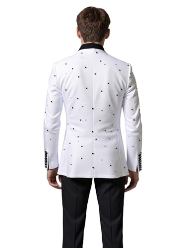Mens Tuxedo 2 Pieces Slim Fit Suit Blazer Stereoscopic Bead Shawl Lapel Pants Wedding Prom Party Banquet Performance2