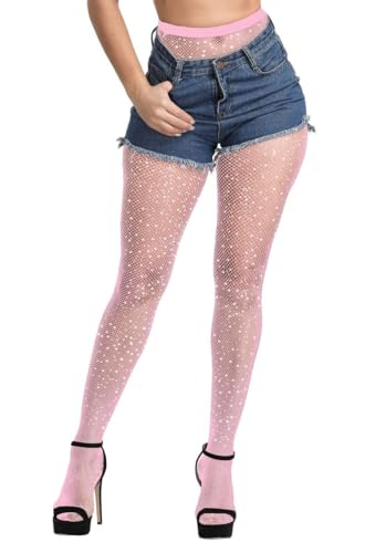Image of FANCAME Sparkly Fishnet Tights Women's Mesh Pantyhose Rhinestone Glitter Party Fishnet Stockings