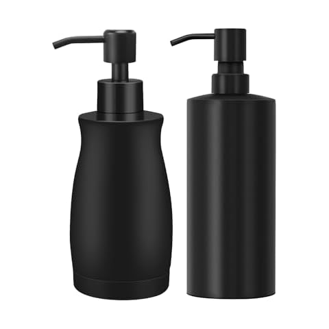 ARKTEK Matte Black Soap Dispenser Stainless Steel - Liquid Hand Lotion Dispenser Decor Refillable Dishwashing Soap Dispenser for Kitchen Bathroom Countertops Farmhouse College Dorm Cover