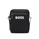 [BOSS] [ボス] コントラストロゴ クロスボディバッグ シグネチャーストライプストラップ ONESIZE ブラック