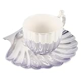 Soucoupe coquillage : cet ensemble à café exquis est fabriqué en céramique, garantissant à la fois élégance et durabilité pour une utilisation à long terme, jolie tasse avec soucoupe
