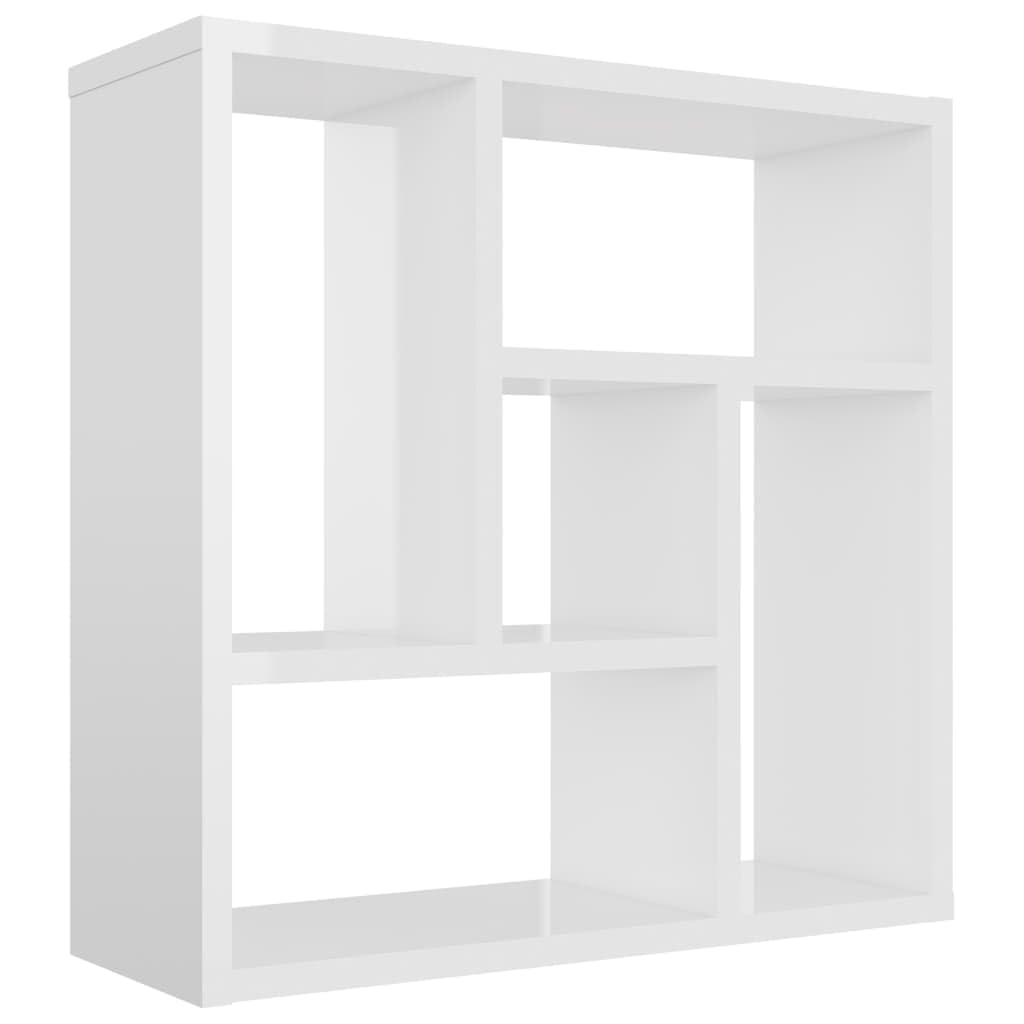 vidaXL Estantería de Pared Estante Libros Mueble Archivador Decoración Oficina Habitación Estable Duradera Contrachapada Blanco Brillo 45,1x16x45,1cm