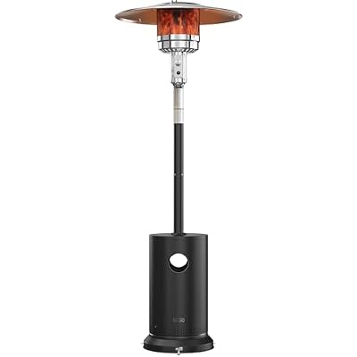 EAST OAK 55,000 BTU Propane Patio Heater with Round Table & Stainless Steel Burner, Outdoor Heater with Wheels, Ideal For Large Patios, Gardens, Outdoor Events, Commercial Use, Black