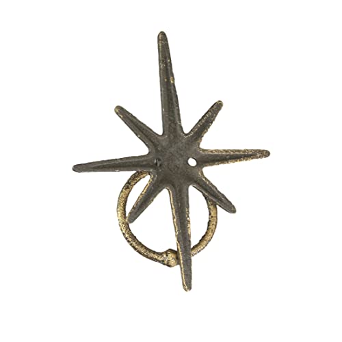 Zeckos DW71934 Timeless Splendor - Antique Gold Cast Iron Decorative Starburst Door Knocker thumb #2