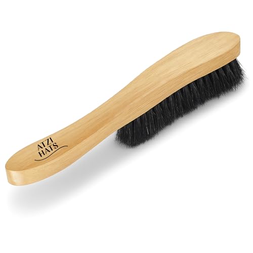 Hat Brush Felt Hats Fedora Baseball Cap Western Cowboy Hat Cleaner Lint Remover Clothes Suits Garment Wool Cashmere Furniture Pet Hair Cleaning Kit - 100% Horse Hair Bristle Large Beech Wood Handle