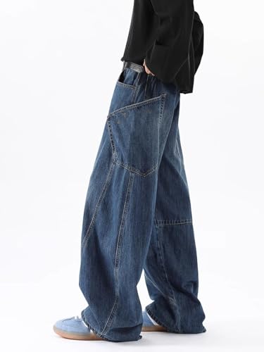 Men's Patchwork Vintage Jeans Spring Autumn American Vintage Wide-Leg Long Pants4