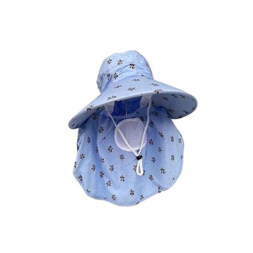 Chapeau de soleil pour faire du vélo avec masque protection solaire bleu