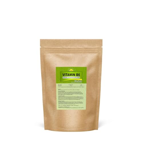 Vitamin B6 (Pyridoxin, Ph. Eur. zertifiziert), Pulver ohne Zusatzstoffe im umweltfreundlichen Beutel aus Kraftpapier, Bonemis® (100 g)