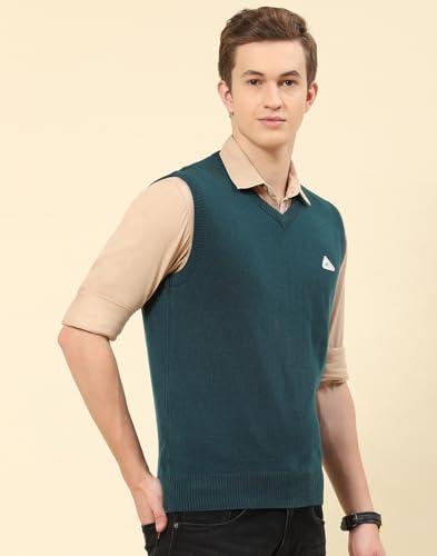 Image of Monte Carlo Men Regular Fit Sleeveless Solid V Neck Winter Sweater (Pack of 1)