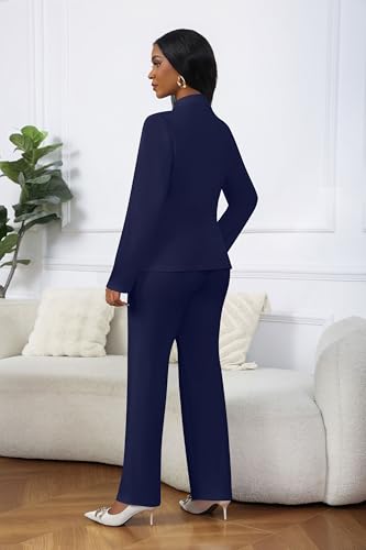 Chic and Confident: Navy Blue Women's Business Suit Set - Image 6