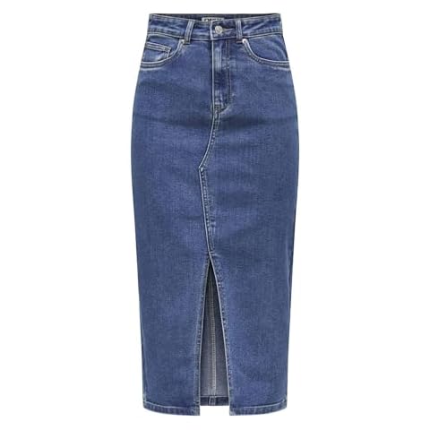 ONLY Women's Onlsiri Front Slit Denim Skirt Cover