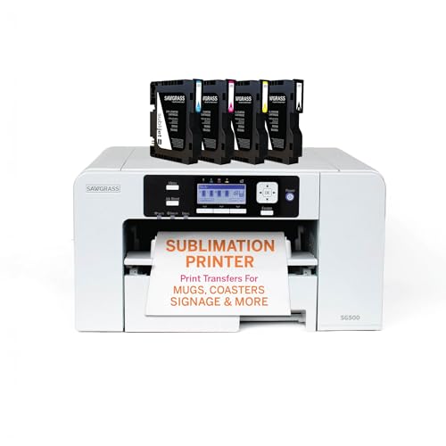 Sawgrass SG500 Sublimation Printer Starter Bundle | Anti-Clog Dye-Sublimation Printer with 20mL SubliJet UHD Inks & TruePix Paper | Purpose-Built for Sublimation | Wi-Fi Enabled | Easy Setup