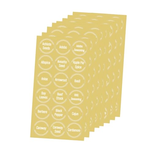 PRETYZOOM Etiquetas Multiuso para Ingredientes Transparentes 144 Unidades 8 Hojas Adhesivas para Marcar Especias en Cocina y Buffet