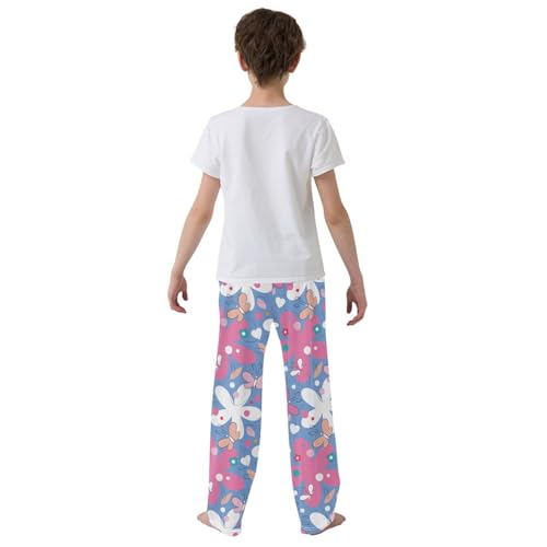 ZZKKO Butterflies Flowers Boys Pants for Kids Jogger Pants with Pockets S-XL3