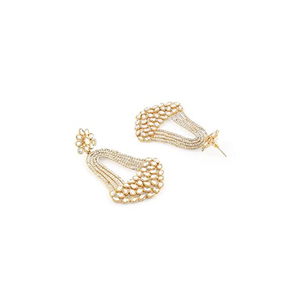 Zaveri Pearls Antique Gold Tone Austrian Diamonds & Kundan Indi-Western Dangle Earring-ZPFK10152 For Womens - Image 7