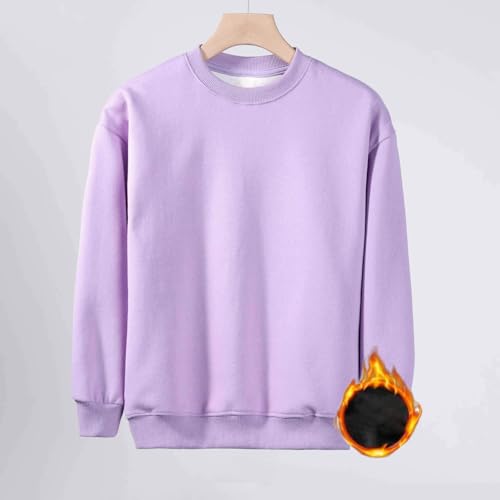 DDAPJ pyju Sweatshirt for Kids Boy Girl Cotton Long Sleeve Fleece Pullover Solid Color Crewneck Casual Tops Thermal Clothes2