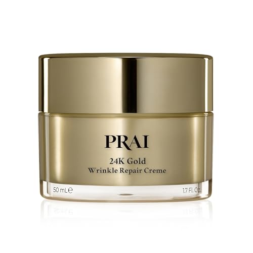 PRAI 24k Gold Caviar Wrinkle Repair Creme 50ml - Intensive Real 24K Gold - Advanced Anti-Ageing Anti-Wrinkle Skincare - Hydrates Firms Brightens Skin - With Hyaluronic Acid Peptides & Sunflower Oil