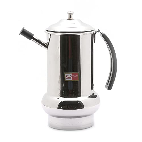 KCL Stainless Steel - Glamour Oil Dispenser with Nozzle | Perfect for Olive Oil, Canola Oil, Ghee & Vinegar | Leak Proof & Easy Flow | Drip Free Spout | 1000 ML Capacity | Must Have Kitchen Essential