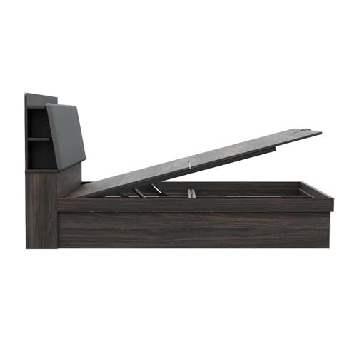 Image of Wakefit Atlas King Storage Engineered Wood Bed with Hydraulic Mechanism with Thunder Cloud Upholstered Headboard