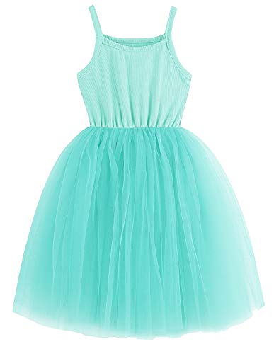 Image of GSVIBK Baby Girls Tutu Dress Sleeveless Toddler Cotton Tulle Skirt Princess Party Prom Dresses