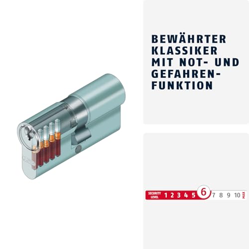 ABUS Profil-Zylinder C73N 30/30 SB - Türschloss mit Not- und Gefahrenfunktion - für Haustüren und...