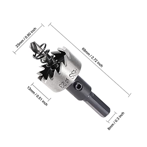 sourcingmap 2 Pcs 23mm HSS Drill Bit Hole Saw for Stainless Steel Metal Alloy Wood, Silver, 23x13mm - Image 2