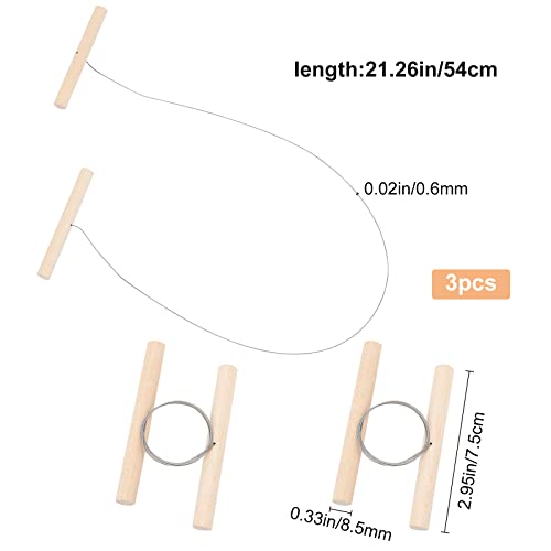 GORGECRAFT 3Pcs Clay Cutters Wire Steel Wire Clay Cutting Tool Wooden Handles Cheese Plasticine Dough Mud Line Pottery Cutting Tools for Artists Ceramic Art Sculpture Crafts Supplies - Image 2