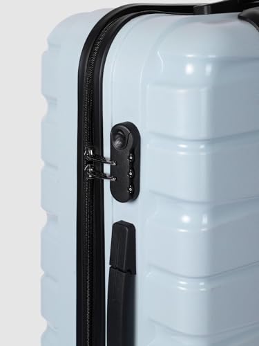 Image of TEAKWOOD LEATHERS Unisex 8 Wheels Trolley Bag, Hard Cabin with Zipper Closure, Adjustable Push Button & Cross Side Strap, Lock System 360 Degree (65 CM, Mettalic Silver)