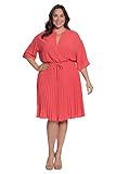 Maggy London Women's Plus Size Short Sleeve Dress with Pleated Skirt, Cayenne Coral, 14W