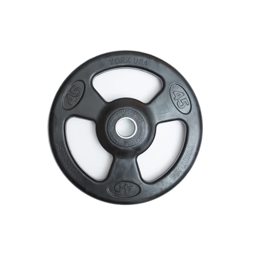 YORK 2” Iso-Grip Rubber Encased Steel Olympic Plate 45 lb. (Single Plate Only)