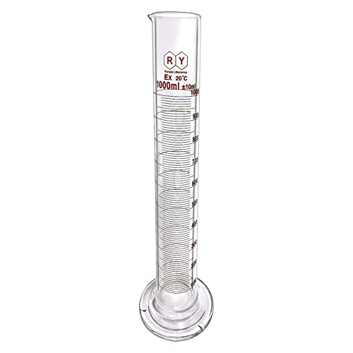 1000ml Glass Graduated Cylinder Measuring Bottle Single Metric Scale with Cleaning Brush