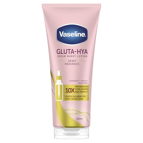 Vaseline Gluta-Hya Dewy Radiance Serum Burst Lotion Moisturiser Body Lotion with GlutaGlow Niacinamide Hyaluron & Antioxidants 10x Stronger Than Vitamin C* For Radiant Dewy Skin in 5 Days 200ml