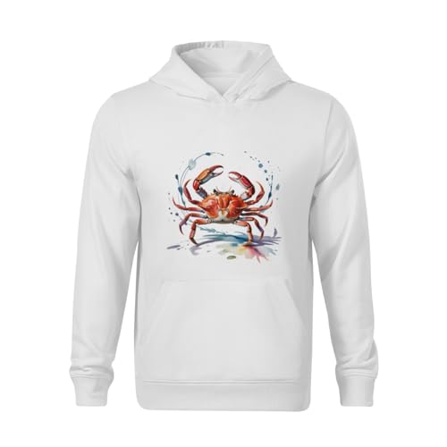 Kids Watercolor Crab Boys Girls Lightweight Kangaroo Pocket Fleece Hoodies2