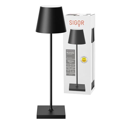 SIGOR Nuindie - Dimmbare LED Akku-Tischlampe Indoor & Outdoor, IP54...
