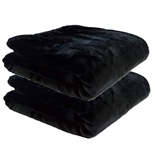 毛布 【魅惑のブラック】 ≪2枚セット≫ シングル 140×200cm 2枚合わせ 無地 ブラック 洗える マイヤー毛布 ブランケット あったか 冬用 黒 男性 かっこいい シンプル もうふ