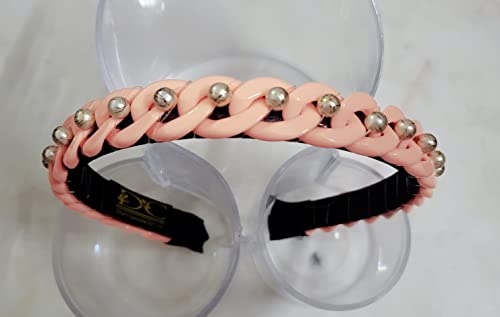 Image of Neon Peach Chain Plastic Hairbands /Headbands for Girls & Women (Set of 1)