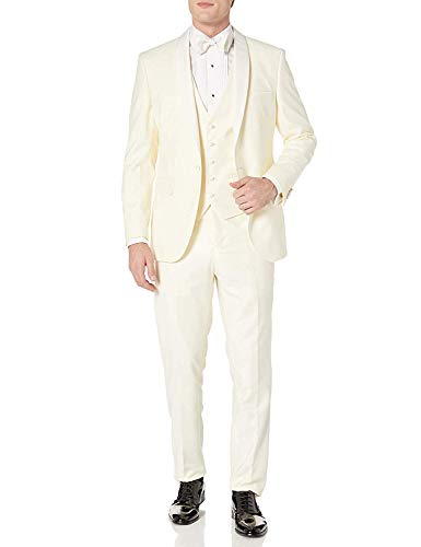 Adam Baker By Statement Men's Single Breasted Three Piece Shawl Collar Tuxedo - Cream - 52L #TOP20