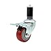 Stainless Steel Polyurethane Swivel Expanding Stem Caster w/3.5" x 1.25" Red Wheel and 1-3/8" Stem & Total Locking Brake - 300 lbs Capacity/Caster - Service Caster Brand