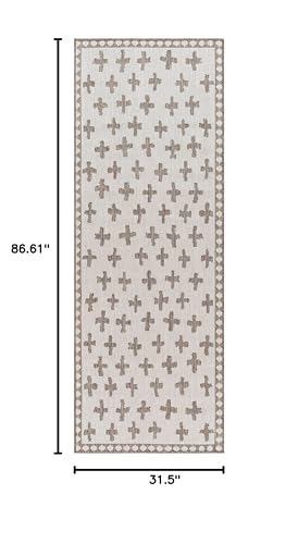 Boutiquerugs SLBAKYNA8A3-02070703 Kyna Modern Swiss Cross Geometric Runner Rug - Contemporary Minimalist Outdoor Safe Carpet For Terrace thumb #2