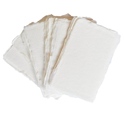 Handmade Cotton Paper with Deckle Edge Recycled Cotton Rag Mixed Media Card Stock for Placecard/Escort Cards, Place Cards, Vow Cards, Business Card (150gsm, 2x3 inch "A8", 50 Pack)