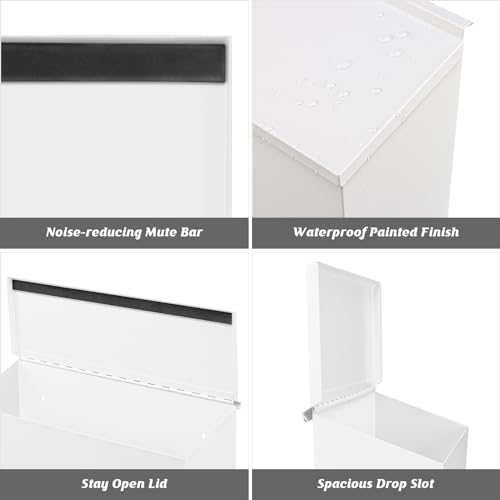 Kyodoled Wall-Mount Mailbox,Large Capacity Mail Box,Galvanized Steel Rust-Proof Metal Post Box,Mailboxes For Outside,15.7 Inchx9.9 Inchx4.9 Inch White thumb #4