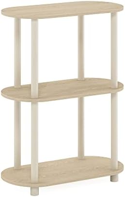 Furinno Turn-N-Tube No Tools 3-Tier Modern Oval Side Display Rack, Bauhaus Oak/Beige