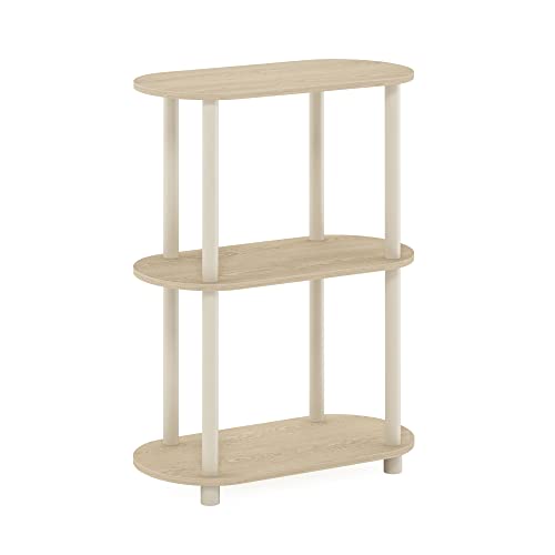 Furinno Turn-N-Tube No Tools 3-Tier Modern Oval Side Display Rack, Bauhaus Oak/Beige #TOP4