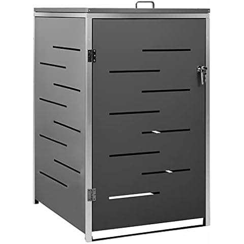 Yolola Mülltonnenbox 1 Tonnen Mülltonnenverkleidung für 1 Mülltonnen Mülltonnenbox Metall Mülltonne Müllcontainer Mülltonnenbox 69x77,5x115 cm Anthrazit Cover