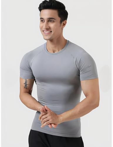Image of Men's Gym T-Shirt, Dra-fit, Regular Fit, Round Neck, Short Sleeve, Black